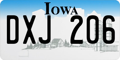 IA license plate DXJ206