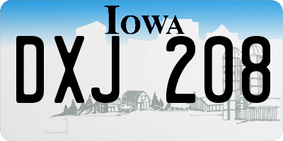 IA license plate DXJ208