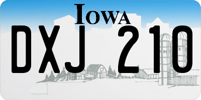 IA license plate DXJ210