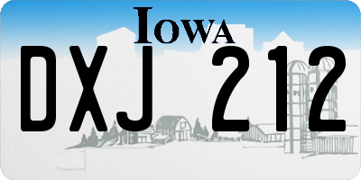 IA license plate DXJ212