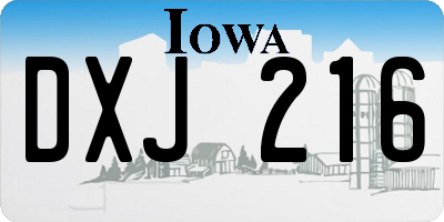 IA license plate DXJ216