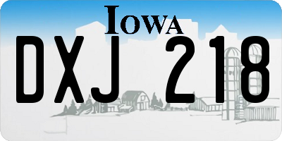 IA license plate DXJ218