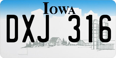 IA license plate DXJ316