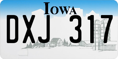 IA license plate DXJ317