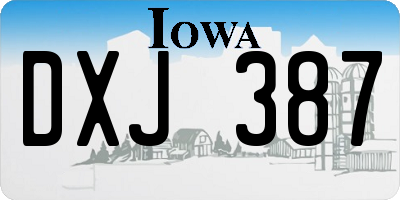 IA license plate DXJ387