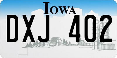IA license plate DXJ402