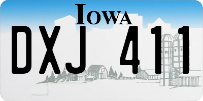 IA license plate DXJ411