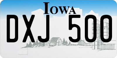IA license plate DXJ500