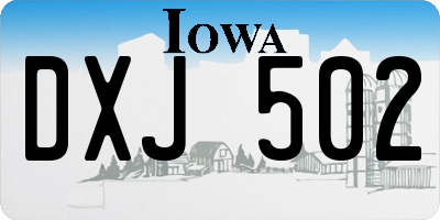 IA license plate DXJ502