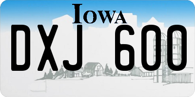 IA license plate DXJ600