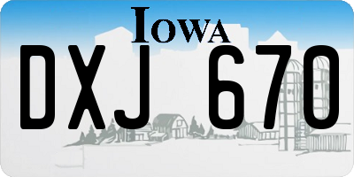 IA license plate DXJ670