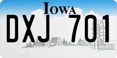 IA license plate DXJ701