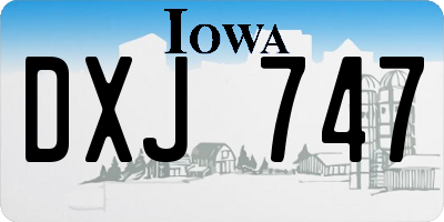 IA license plate DXJ747