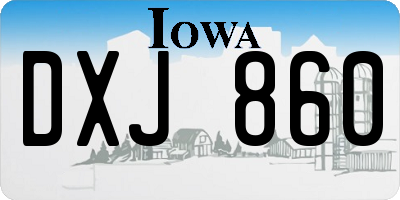 IA license plate DXJ860
