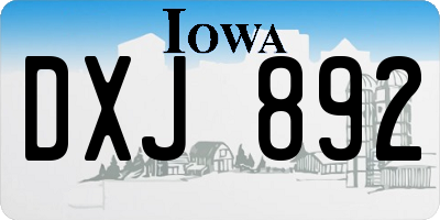 IA license plate DXJ892