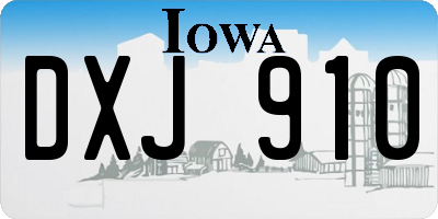 IA license plate DXJ910