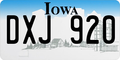 IA license plate DXJ920