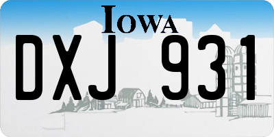 IA license plate DXJ931