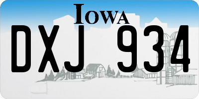 IA license plate DXJ934