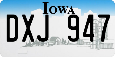 IA license plate DXJ947