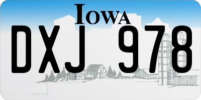 IA license plate DXJ978