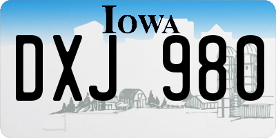 IA license plate DXJ980