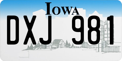 IA license plate DXJ981
