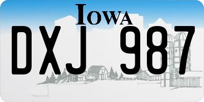 IA license plate DXJ987