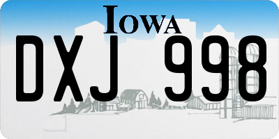 IA license plate DXJ998