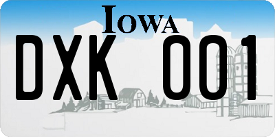 IA license plate DXK001