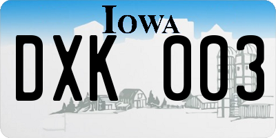 IA license plate DXK003