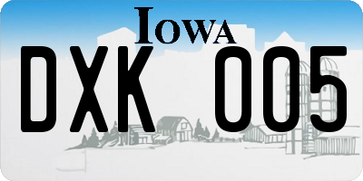 IA license plate DXK005