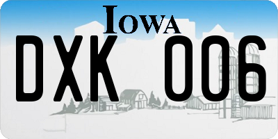 IA license plate DXK006