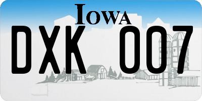 IA license plate DXK007