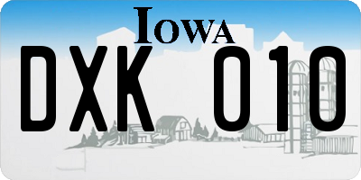 IA license plate DXK010