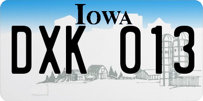 IA license plate DXK013