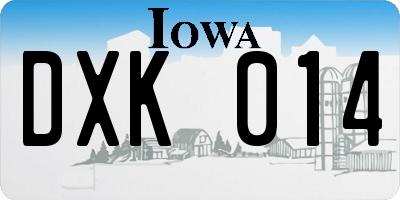 IA license plate DXK014