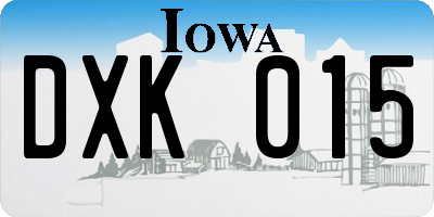 IA license plate DXK015
