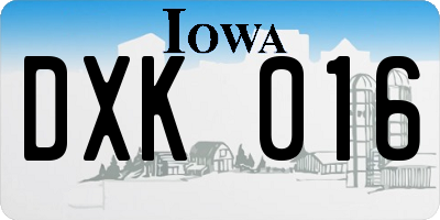 IA license plate DXK016