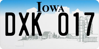 IA license plate DXK017