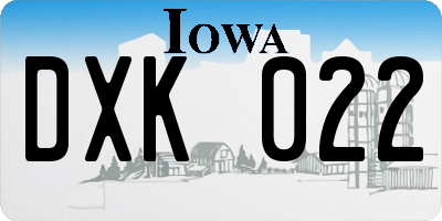 IA license plate DXK022