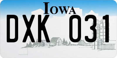 IA license plate DXK031