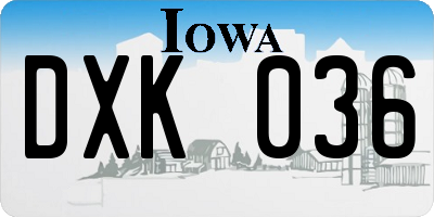 IA license plate DXK036