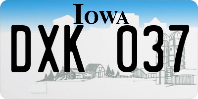 IA license plate DXK037