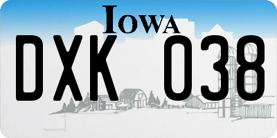 IA license plate DXK038