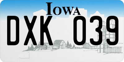 IA license plate DXK039