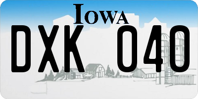 IA license plate DXK040