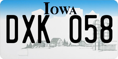 IA license plate DXK058