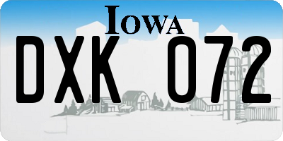 IA license plate DXK072