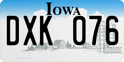 IA license plate DXK076